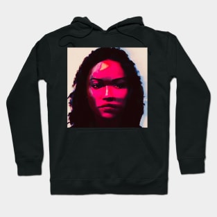 On the Wall - Red Glitch Art Portrait Hoodie